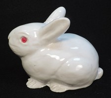 BAVENT (FRANCE) POTTERY BABY BUNNY RABBIT W/ GLASS EYES