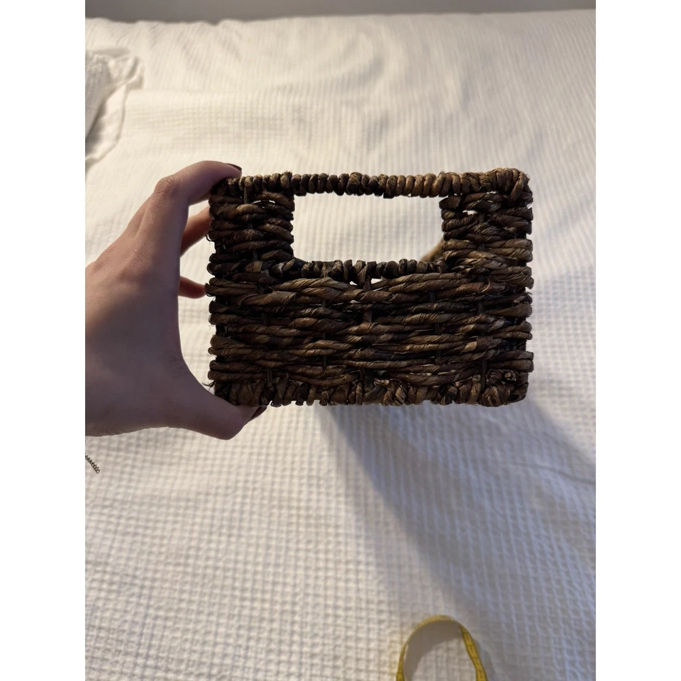 Whicker Straw Basket Brown Home Decor Boho Bohemian Cottagecore - Image 3 of 4