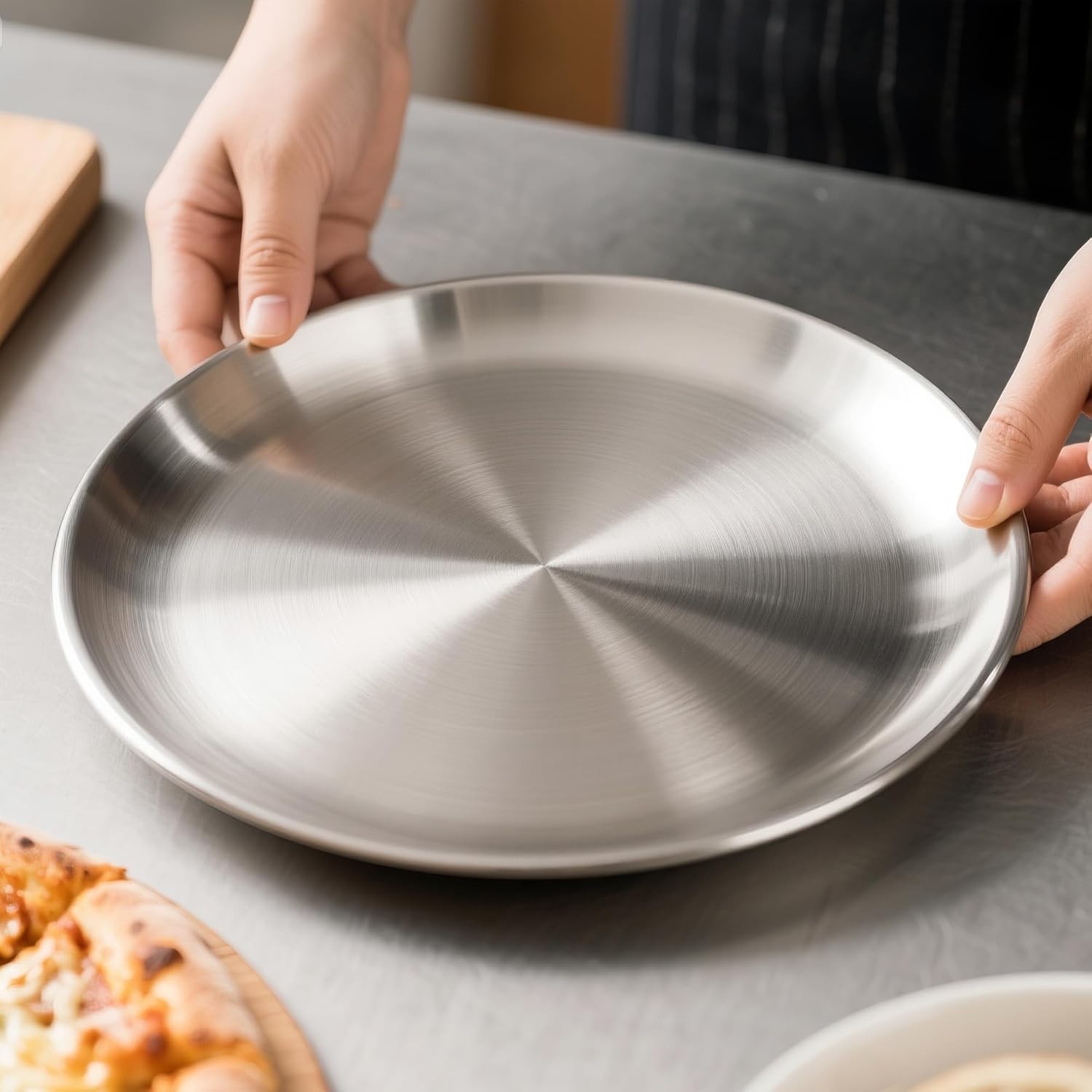AWTBDP 13½ Inch Pizza Pan for Oven set of 2, Non-Stick Large Round Stainless ...