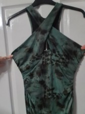 PRETTYLITTLETHING  KHAKI MESH CROSS OVER BODYCON DRESS UK10 BNWT