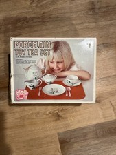 VINTAGE SEARS 41 pc PORCELAIN CHILD'S TOY TEA SET ROSEBUD PATTERN JAPAN IN BOX