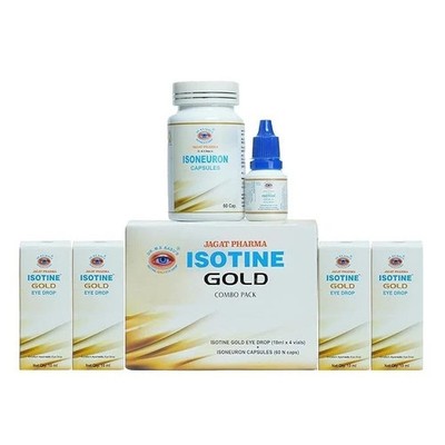 Isotine Gold Pack Isotine Eye Drops 4x10ml & Isoneuron Capsules-60-caps