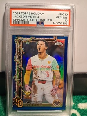 2025 Topps Holiday - Jackson Merrill #H30 Chrome Blue Refractor /199