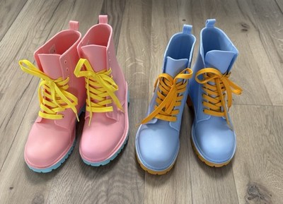 Dedoles Damen Regen Blau Gelb Rosa Türkis Gummistiefel EU Größe 39 40 Neu 2 Paar