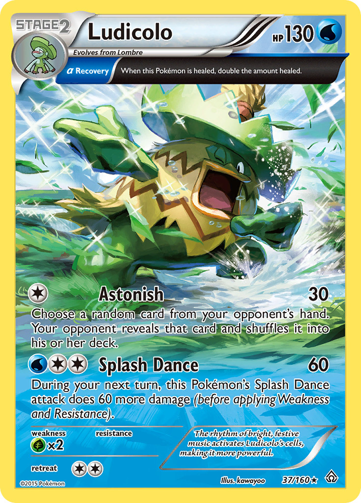 Ludicolo 37/160 R Primal Clash Pokemon Reverse Holo VLP
