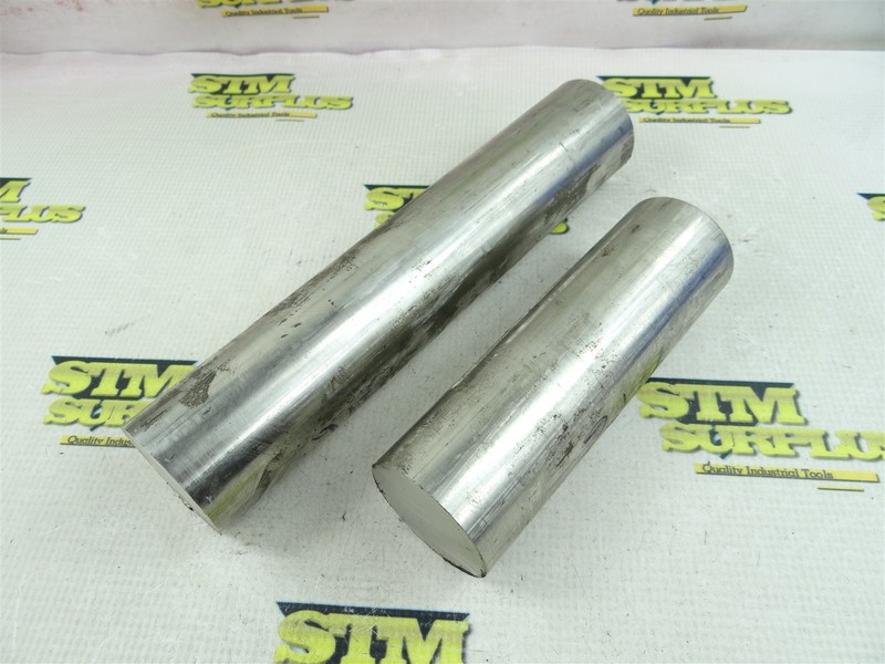 2PCS (14.5LBS) OF 316 STAINLESS STEEL ROUND STOCK 2" X 10" & 6-1/2"
