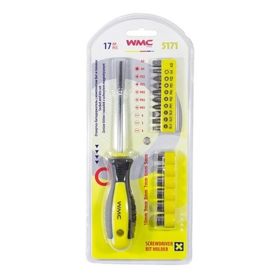WMC Tools Schraubendreher-Bitset 17-tlg. 21 cm PH1 PH2 PZ1 PZ2 HEX SL SQ