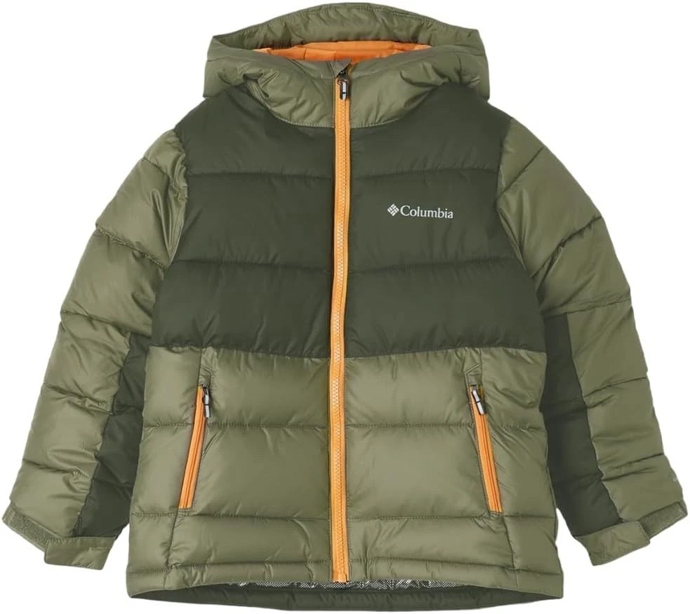 Columbia Pike Lake II Hooded Puffer Jacket -Youth's LG- SY9338-398 Green/Orange