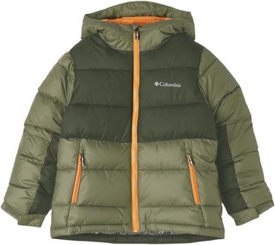 Columbia Pike Lake II Hooded Puffer Jacket -Youth's LG- SY9338-398 Green/Orange