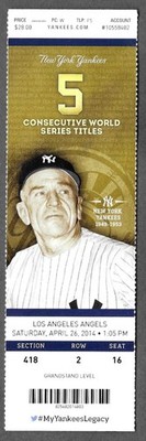 April 26 2014 New York Yankees vs Los Angeles Angels ticket stub CASEY STENGEL