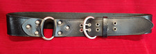 NINE WEST Vtg LEATHER BLACK 2 inch Double Silver Ring Studded M/L Woman's BELT