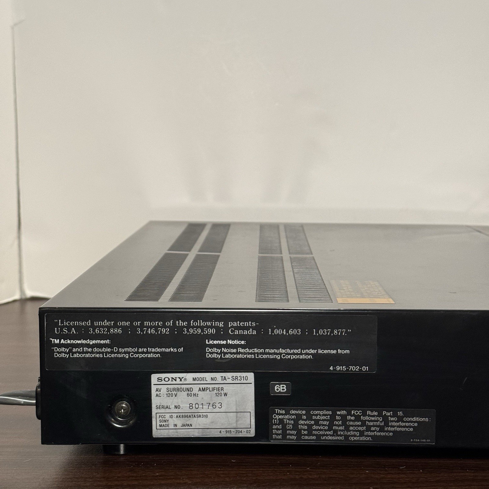 Vintage Sony AV Surround Amplifier TA-SR310 With Remote - Tested / Working