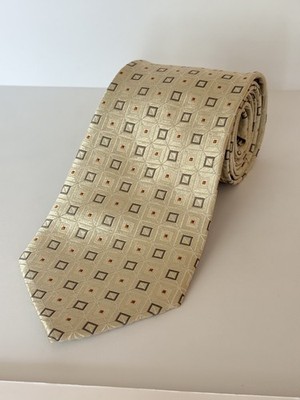 Bruno Piattelli Pure Silk Mens Necktie NWT Jacquard Geometric Soft Gold 57''x4''