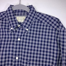 Eddie Bauer Mens Blue Plaid Button Up Size Small Classic Preppy