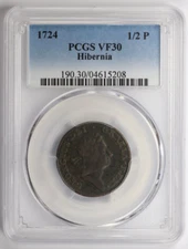 1724 Hibernia 1/2 Halfpenny PCGS VF30