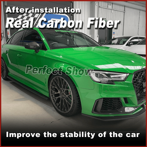 For Audi A3 Sline S3 Sedan 2014-2020 REAL Carbon Side Skirts Bumper Lip Spoiler - Picture 2 of 10