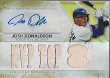 2015 Topps Triple Threads Relic Autographs Gold Josh Donaldson Auto Jersey /9 