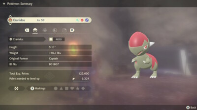 Ultra Shiny 6IV Cranidos Alpha Best Stats Pokemon Legends Arceus Fast Trade