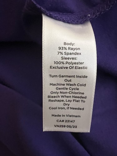 TALBOTS women’s Purple Majesty MockNeck Woven Sleeve Smocked Top/Blouse|Size:S - Picture 10 of 13