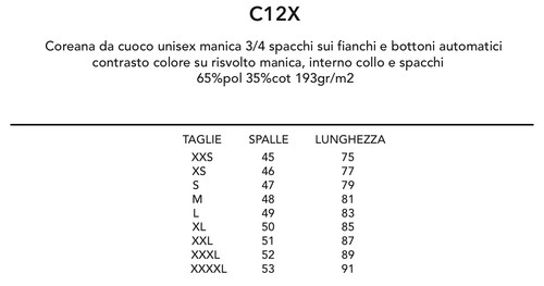 Giacca Coreana Cuoco Nera Manica 3/4 Unisex Korean Style Chef Jacket MILANO - Picture 9 of 11
