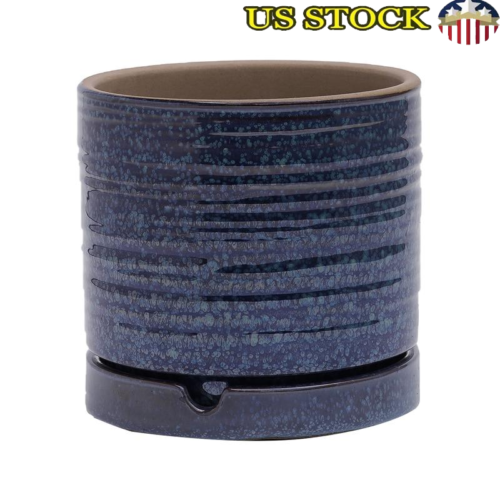 Ceramic Planter W/ Saucer Indoor Outdoor Weather-Resistant Pot 8 Inch Round New