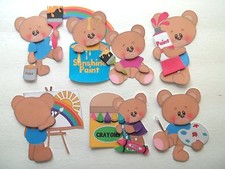3D-U Pick - SG5 School Bears Boy Girl Rainbow Paint Card Scrapbook Embellishment