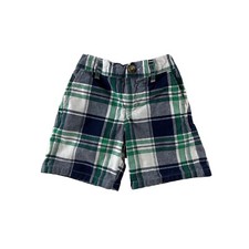 Janie and Jack Poplin Plaid Flat Front Shorts Boys Size 12-18 Months Blue Green