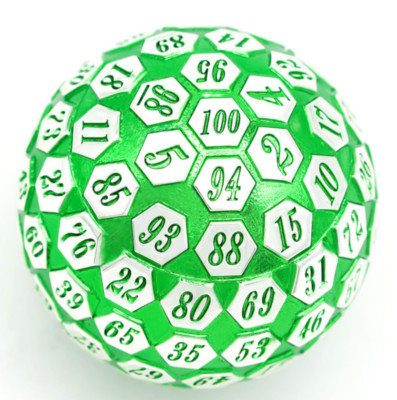 Green Solid Metal d100 Die | Dungeons and Dragons | 100 Sided Dice | DnD Dice