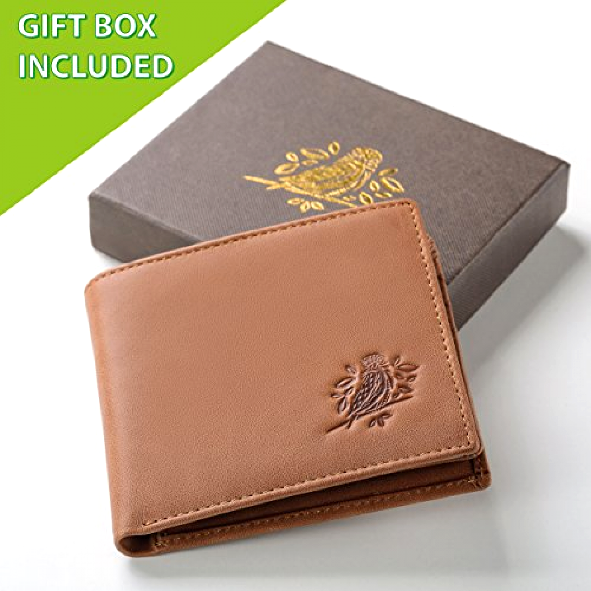 RFID Blocking Genuine Brown Leather Wallet for Men - Stylish Light Brown Gift-image