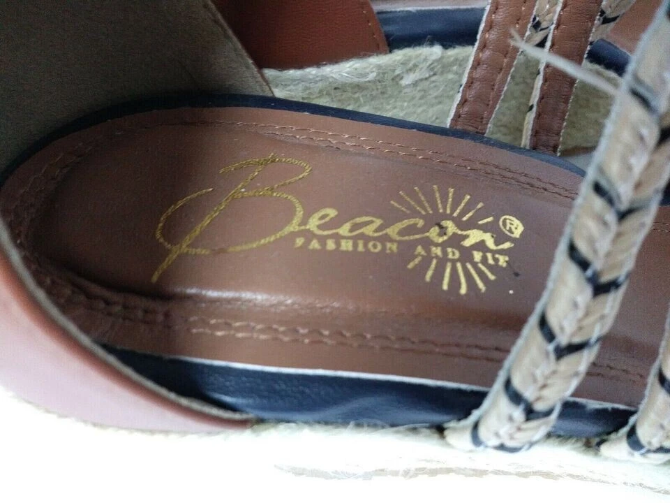 Beacon Wedge Sandals Womens 9 M Casual Ankle Strap Platform Blue - Image 3 of 4