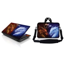17.3" Laptop Sleeve Bag w Shoulder Strap  Matching Skin Fire and Ice Dragon