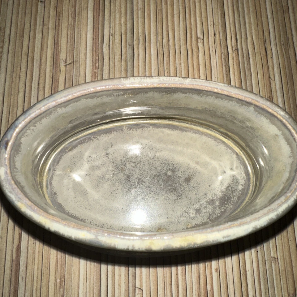 Pier 1 Ceramic Oval Canister Rustic Gray Green Jar with Lid - Image 4 of 4