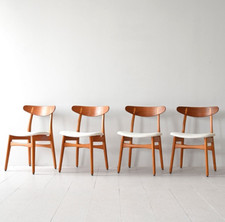 MidCentury Set di quattro sedie di Hans Wegner, originali scandinave retrò, 60s