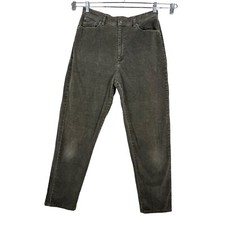 VTG LL Bean Corduroy Pants High-Rise Tapered Leg Regular Fit Black Size 14/MT