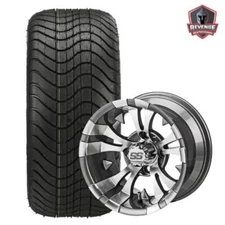 12" Warlock Gun Metal Golf Cart Wheels and Tires Combo (215/40-12) Set of 4