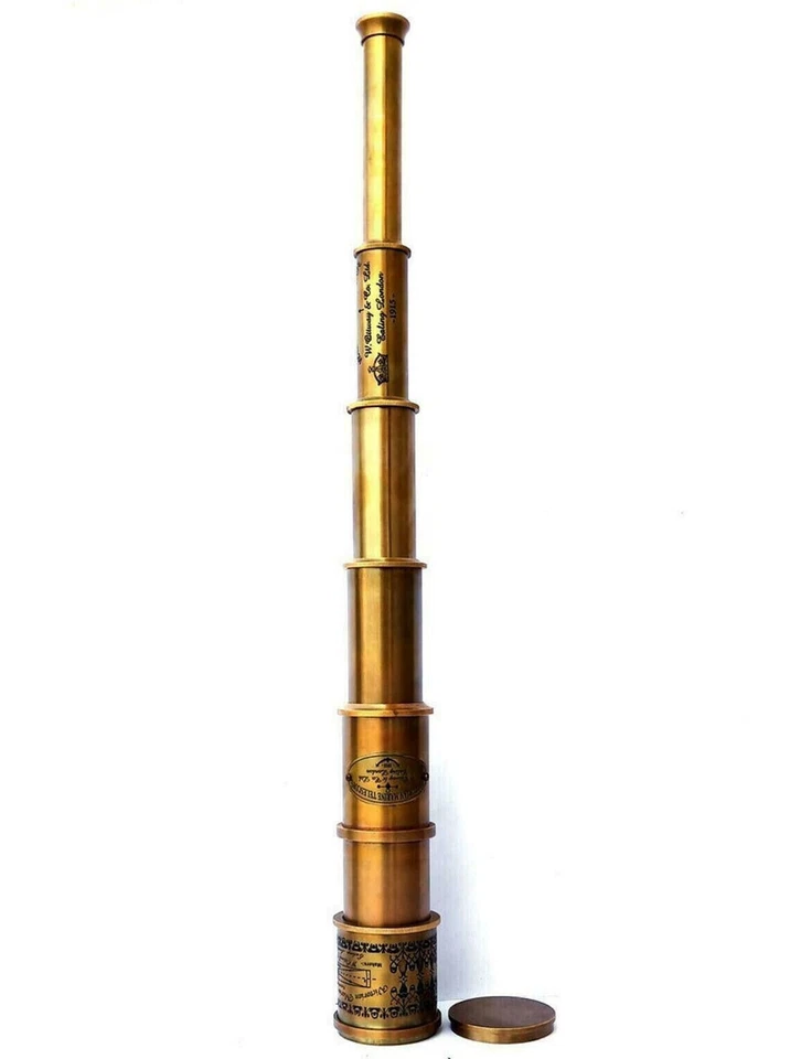 Telescópio Marítimo Antigo Marinho Náutico Latão Pirata Vintage Vidro Espião Elegante - Imagem 4 de 4