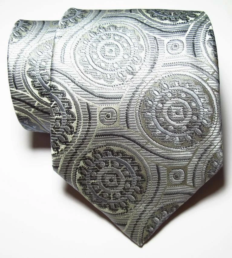 Nueva Corbata Clásica Paisley Gris Oscuro TEJIDA JACQUARD 100% Seda Para Hombre Foto 2 de 2