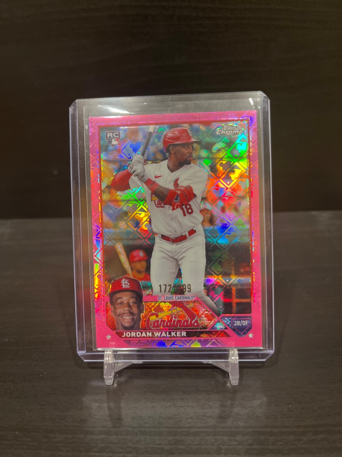 2023 Topps Chrome Logofractor Pink 172/199 Jordan Walker, Excellent Condition