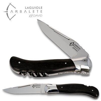Arbalete G. David Laguiole Jagd Taschenmesser - Griff Ebenholz - Korkenzieher