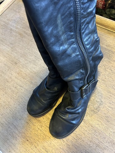 Steve Madden Tall Black Leather Harness Zipper Riding Boots Womens 8.5, Soft - Picture 10 of 14