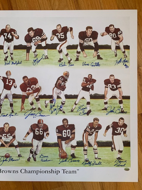 1964 CLEVELAND BROWNS SIGNED 24x34 PRINT SIGNED BY 24 PLAYERS JIM