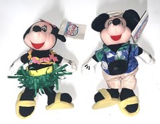 Mickey  Minnie Mouse Tourist Hula Bean Bag Plush 70th Annivers. Disney Vtg 1993