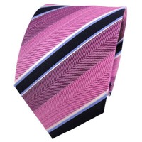 Tigertie Seidenkrawatte Violett Lila Blau Weiß Gestreift - Krawatte Seide Tie