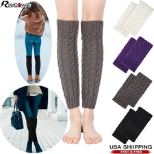 Women Winter Warm Crochet Leg Warmers Cable Knit Ladies Knitted Socks Legging US