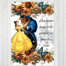 Beauty and the Beast Floral Custom 10"x14" Metal Wall Art Sign Office Home