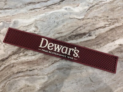 Dewar's Scotch Whiskey Maroon Rubber Rail Runner Bar Mat True Scotch Since 1846