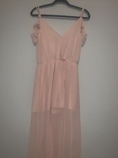 NastyGal NWT Love at First Sight Satin Wrap Dress Sexy Sheer Pink Women Size M