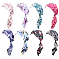 Muslim Women Printed Chemo Cap Turban Hijab Hat Hair Loss Bonnet Headscarf Wrap