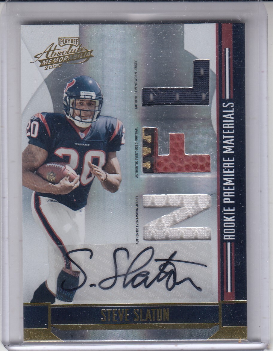 Steve Slaton Playoff Absolute Memorabilia Rookie Premiere Materials #254 Autograph