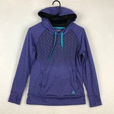 Adidas Ultimate Pullover Hoodie Womens Small Purple Drawstring Logo Long Sleeve